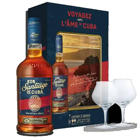 Immagine di Santiago De Cuba 11YO +2Bicchieri – Set Regalo – 700 ml + 2 bicchieri – 43.0% vol.