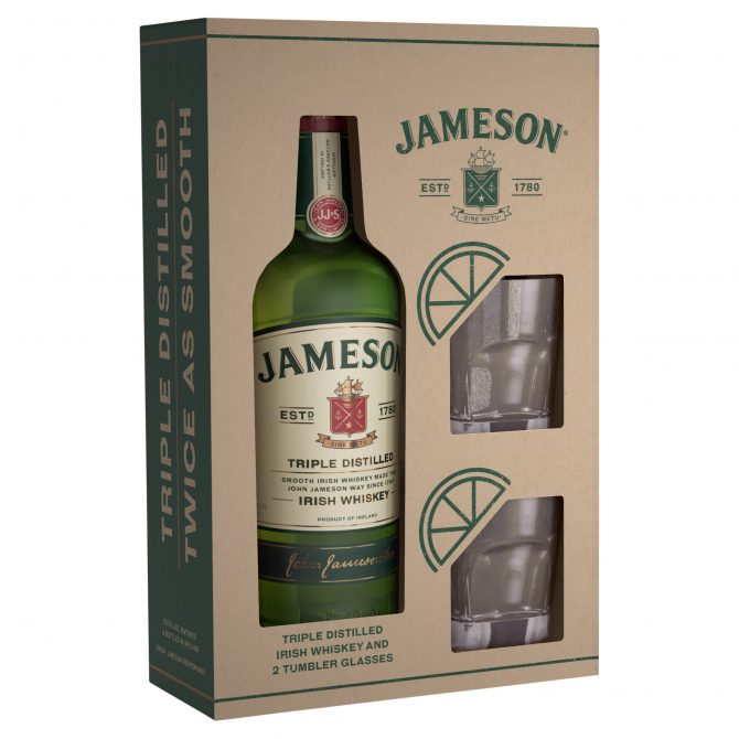 Irish Whiskey Jameson +2Bicchieri – Set Regalo – 700 ml – 40.0% vol.: vista principale