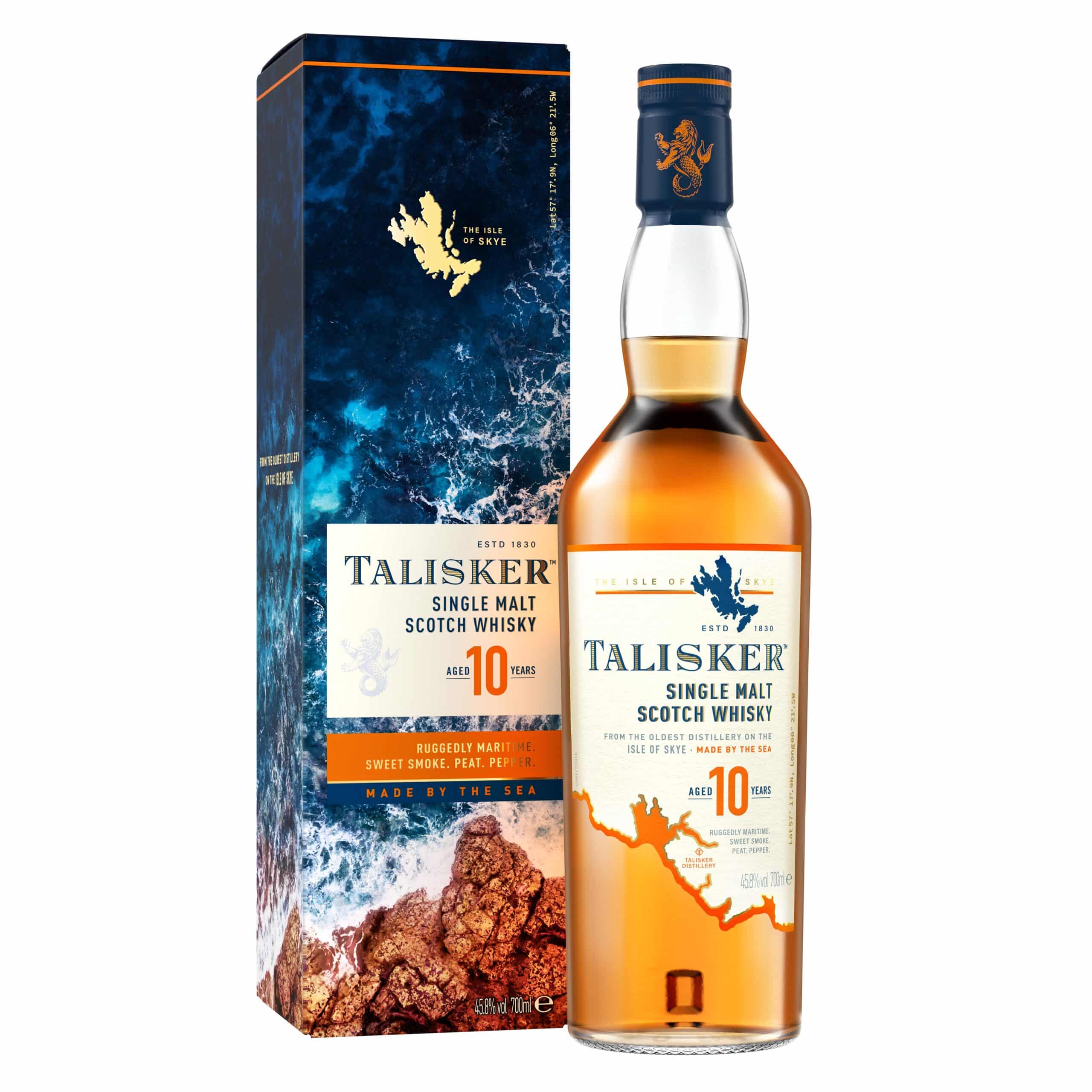 Scotch Whisky Talisker 10 YO +1Bicchiere **New – Set Regalo – 700 ml + 1 bicchiere – 45.8% vol.: vista principale