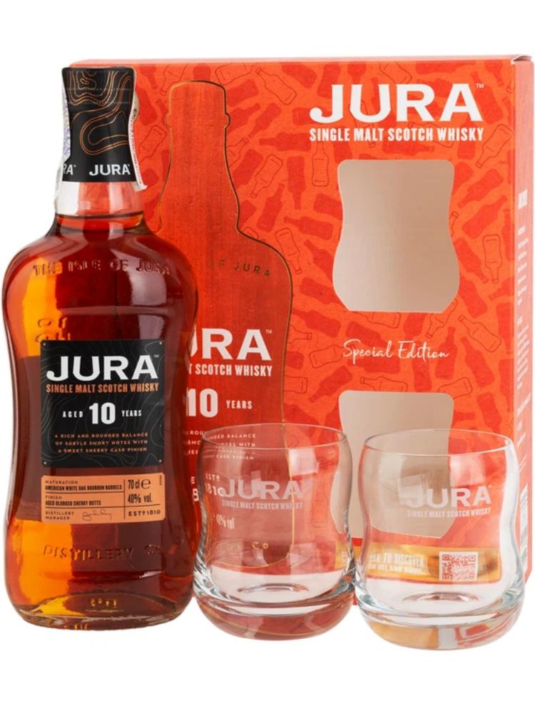 Scotch Whisky Jura 10 YO +2 Bicchieri – Set Regalo – 700 ml + 2 bicchieri – 40% vol.: vista principale